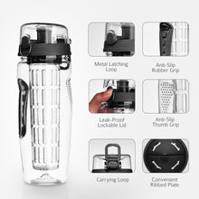 Load image into Gallery viewer, BAISPO 32oz 900ml BPA Free Fruit Infuser Juice Shaker Sports Pop-top Water Bottle
