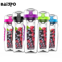 Load image into Gallery viewer, BAISPO 32oz 900ml BPA Free Fruit Infuser Juice Shaker Sports Pop-top Water Bottle