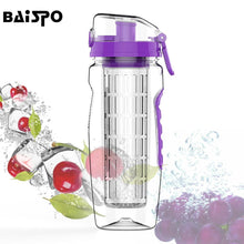 Load image into Gallery viewer, BAISPO 32oz 900ml BPA Free Fruit Infuser Juice Shaker Sports Pop-top Water Bottle