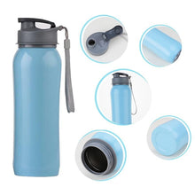Load image into Gallery viewer, 800ml Single Wall 304 Stainless Steel Sports Outdoor Water Bottle with Bpa-Free Spring Lid w Portable Rope