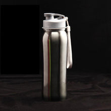 Load image into Gallery viewer, 800ml Single Wall 304 Stainless Steel Sports Outdoor Water Bottle with Bpa-Free Spring Lid w Portable Rope