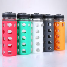 Load image into Gallery viewer, Glass Water Bottle with Silicone Outter Lattice