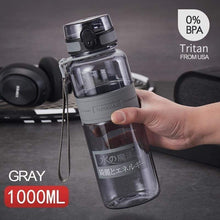 Load image into Gallery viewer, UZSPACE Popular Gray Water Bottle Men Outdoor Sport Travel My Drink Bottle Portable Leakproof Plastic Bottle BPA Free 5 Capacity