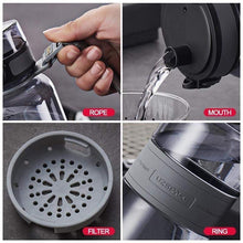 Load image into Gallery viewer, UZSPACE Popular Gray Water Bottle Men Outdoor Sport Travel My Drink Bottle Portable Leakproof Plastic Bottle BPA Free 5 Capacity