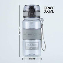 Load image into Gallery viewer, UZSPACE Popular Gray Water Bottle Men Outdoor Sport Travel My Drink Bottle Portable Leakproof Plastic Bottle BPA Free 5 Capacity