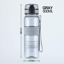 Load image into Gallery viewer, UZSPACE Popular Gray Water Bottle Men Outdoor Sport Travel My Drink Bottle Portable Leakproof Plastic Bottle BPA Free 5 Capacity