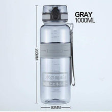 Load image into Gallery viewer, UZSPACE Popular Gray Water Bottle Men Outdoor Sport Travel My Drink Bottle Portable Leakproof Plastic Bottle BPA Free 5 Capacity