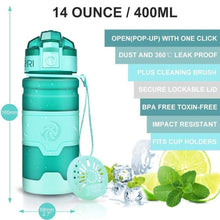 Load image into Gallery viewer, ZORRI -  400 to 1000ml - Sports Water Bottle BPA-Free Plastic Pop-top w Cleaning Brush*