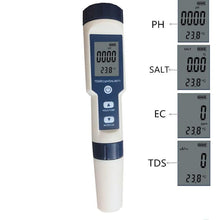 Load image into Gallery viewer, 5 IN 1 Waterproof Water Quality PH Tester Thermometer TDS EC Salinity Meter