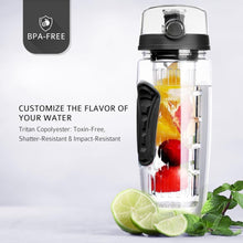 Load image into Gallery viewer, BAISPO 32oz 900ml BPA Free Fruit Infuser Juice Shaker Sports Pop-top Water Bottle