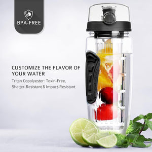 BAISPO 32oz 900ml BPA Free Fruit Infuser Juice Shaker Sports Pop-top Water Bottle