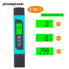 Load image into Gallery viewer, TDS EC Meter Temperature Tester pen 3 in 1 Function Conductivity Water Quality Measurement Tool