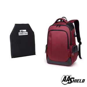 AA Shield - Bullet Proof School Safety Backpack Bag - RED - NIJ IIIA 3A Plate Panel Insert